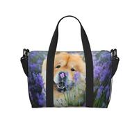 YUNWEIKEJI Chow-Chow dolce soffice cani marroni viola selvatici, Borsa da viaggio grande borsa a tracolla da spiaggia - Borsa tote con manici e cinghie