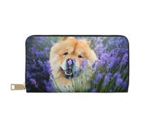 YUNWEIKEJI Chow-Chow dolce soffice cani marroni viola selvatici, Portafogli Portafogli di grande capacità Porta carte di credito Portafoglio in pelle in microfibra