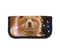 YUNWEIKEJI Chow Chow White Fluffy Cani Animali domestici Cani Natale, Astuccio per matite, Astuccio per matite in tela Astuccio per penne a matita di grande capacità