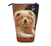 YUNWEIKEJI Chow Chow White Fluffy Cani Animali domestici Cani Natale, Astuccio telescopico, Portapenne con cerniera Astuccio per trucco Astuccio per matite Astuccio per penne