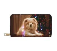 YUNWEIKEJI Chow Chow White Fluffy Cani Animali domestici Cani Natale, Portafogli Portafogli di grande capacità Porta carte di credito Portafoglio in pelle in microfibra