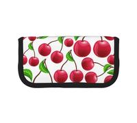 YUNWEIKEJI Ciliegie rosse stampate, Astuccio per matite, Astuccio per matite in tela Astuccio per penne a matita di grande capacità