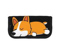 YUNWEIKEJI Corgi carino che dorme, Astuccio per matite, Astuccio per matite in tela Astuccio per penne a matita di grande capacità