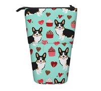 YUNWEIKEJI Corgi Tricolore Cani Cane, Astuccio telescopico, Portapenne con cerniera Astuccio per trucco Astuccio per matite Astuccio per penne