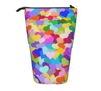 YUNWEIKEJI Coriandoli cuore arcobaleno, Astuccio telescopico, Portapenne con cerniera Astuccio per trucco Astuccio per matite Astuccio per penne