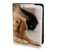 YUNWEIKEJI Cuccioli di Cocker Spaniel Piccoli cani Spaniel Animali domestici, Porta passaporto da viaggio in pelle PU Custodia per passaporto Copertine per passaporto da 5,5 pollici