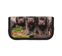 YUNWEIKEJI Cuccioli Labrador Marrone Piccola Famiglia Di Cuccioli, Astuccio per matite, Astuccio per matite in tela Astuccio per penne a matita di grande capacità