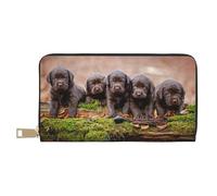 YUNWEIKEJI Cuccioli Labrador Marrone Piccola Famiglia Di Cuccioli, Portafogli Portafogli di grande capacità Porta carte di credito Portafoglio in pelle in microfibra