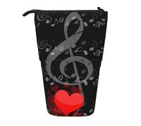 YUNWEIKEJI Cuore della nota musicale, Astuccio telescopico, Portapenne con cerniera Astuccio per trucco Astuccio per matite Astuccio per penne