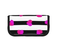 YUNWEIKEJI Cuore rosa sulla linea nera, Astuccio per matite, Astuccio per matite in tela Astuccio per penne a matita di grande capacità