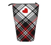 YUNWEIKEJI Cuori scozzesi di San Valentino, Astuccio telescopico, Portapenne con cerniera Astuccio per trucco Astuccio per matite Astuccio per penne