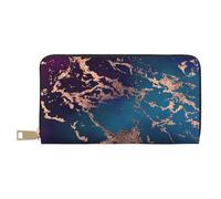 YUNWEIKEJI Decoro in marmo di lusso viola scuro e verde acqua con oro, Portafogli Portafogli di grande capacità Porta carte di credito Portafoglio in pelle in microfibra