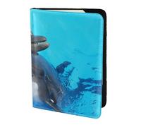 YUNWEIKEJI Delfini con faccia sorridente stampati, Porta passaporto da viaggio in pelle PU Custodia per passaporto Copertine per passaporto da 5,5 pollici