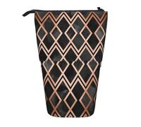 YUNWEIKEJI Diamanti Geo Rame E Nero, Astuccio telescopico, Portapenne con cerniera Astuccio per trucco Astuccio per matite Astuccio per penne