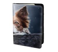 YUNWEIKEJI Dio Brown Border Collie Bokeh Con Gli Occhi Gialli, Porta passaporto da viaggio in pelle PU Custodia per passaporto Copertine per passaporto da 5,5 pollici