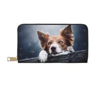 YUNWEIKEJI Dio Brown Border Collie Bokeh Con Gli Occhi Gialli, Portafogli Portafogli di grande capacità Porta carte di credito Portafoglio in pelle in microfibra