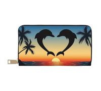 YUNWEIKEJI Due delfini che saltano a forma di cuore, Portafogli Portafogli di grande capacità Porta carte di credito Portafoglio in pelle in microfibra