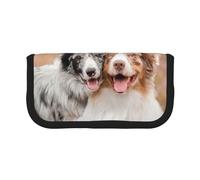 YUNWEIKEJI Due pastori australiani Border Collie, Astuccio per matite, Astuccio per matite in tela Astuccio per penne a matita di grande capacità