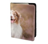 YUNWEIKEJI Due pastori australiani Border Collie, Porta passaporto da viaggio in pelle PU Custodia per passaporto Copertine per passaporto da 5,5 pollici