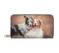 YUNWEIKEJI Due pastori australiani Border Collie, Portafogli Portafogli di grande capacità Porta carte di credito Portafoglio in pelle in microfibra