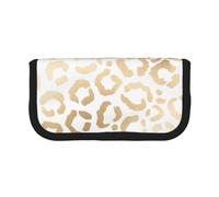 YUNWEIKEJI Elegante ghepardo leopardo bianco oro, Astuccio per matite, Astuccio per matite in tela Astuccio per penne a matita di grande capacità