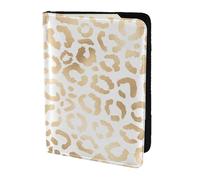 YUNWEIKEJI Elegante ghepardo leopardo bianco oro, Porta passaporto da viaggio in pelle PU Custodia per passaporto Copertine per passaporto da 5,5 pollici