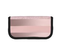 YUNWEIKEJI Elegante striscia rosa cipria glitter oro rosa, Astuccio per matite, Astuccio per matite in tela Astuccio per penne a matita di grande capacità