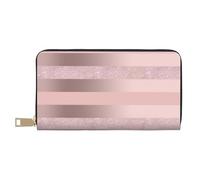 YUNWEIKEJI Elegante striscia rosa cipria glitter oro rosa, Portafogli Portafogli di grande capacità Porta carte di credito Portafoglio in pelle in microfibra