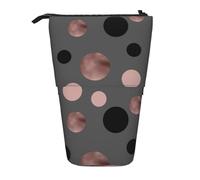 YUNWEIKEJI Eleganti cerchi neri finti rosa, Astuccio telescopico, Portapenne con cerniera Astuccio per trucco Astuccio per matite Astuccio per penne