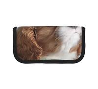 YUNWEIKEJI Faccia del Cavalier King Charles Spaniel, Astuccio per matite, Astuccio per matite in tela Astuccio per penne a matita di grande capacità