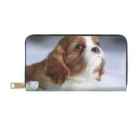YUNWEIKEJI Faccia del Cavalier King Charles Spaniel, Portafogli Portafogli di grande capacità Porta carte di credito Portafoglio in pelle in microfibra