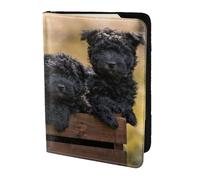 YUNWEIKEJI Famiglia Affenpinscher Cuccioli Cani Neri Scimmia, Porta passaporto da viaggio in pelle PU Custodia per passaporto Copertine per passaporto da 5,5 pollici