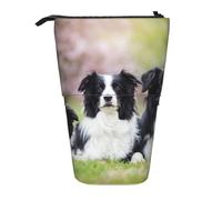 YUNWEIKEJI Famiglia dei Border Collie, Astuccio telescopico, Portapenne con cerniera Astuccio per trucco Astuccio per matite Astuccio per penne