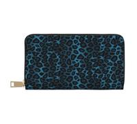 YUNWEIKEJI Fantastica stampa animalier leopardo blu, Portafogli Portafogli di grande capacità Porta carte di credito Portafoglio in pelle in microfibra