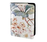 YUNWEIKEJI Fiore acquerello pastello rosa botanico, Porta passaporto da viaggio in pelle PU Custodia per passaporto Copertine per passaporto da 5,5 pollici