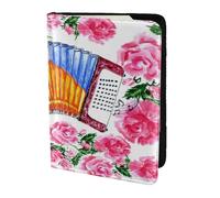 YUNWEIKEJI Fiore di fisarmonica dell'acquerello rosa, Porta passaporto da viaggio in pelle PU Custodia per passaporto Copertine per passaporto da 5,5 pollici