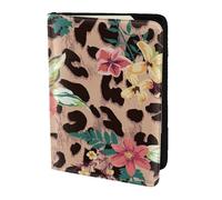 YUNWEIKEJI Fiore leopardo vintage stampato, Porta passaporto da viaggio in pelle PU Custodia per passaporto Copertine per passaporto da 5,5 pollici