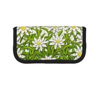 YUNWEIKEJI Fiori di montagna svizzeri della stella alpina, Astuccio per matite, Astuccio per matite in tela Astuccio per penne a matita di grande capacità