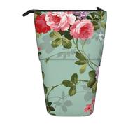 YUNWEIKEJI Fiori floreali d'epoca, Astuccio telescopico, Portapenne con cerniera Astuccio per trucco Astuccio per matite Astuccio per penne