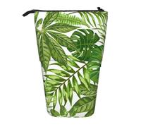 YUNWEIKEJI Foglie tropicali Fogliame di palma esotica Giungla Moda Pianta Natura Verde, Astuccio telescopico, Portapenne con cerniera Astuccio per trucco Astuccio per matite Astuccio per penne