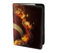 YUNWEIKEJI Football americano fiammeggiante stampato, Porta passaporto da viaggio in pelle PU Custodia per passaporto Copertine per passaporto da 5,5 pollici