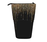 YUNWEIKEJI Frangia glitter scintillante oro nero, Astuccio telescopico, Portapenne con cerniera Astuccio per trucco Astuccio per matite Astuccio per penne