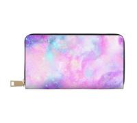 YUNWEIKEJI Galaxy marmorizzato rosa viola, Portafogli Portafogli di grande capacità Porta carte di credito Portafoglio in pelle in microfibra