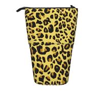 YUNWEIKEJI Ghepardo Leopardo Giallo, Astuccio telescopico, Portapenne con cerniera Astuccio per trucco Astuccio per matite Astuccio per penne