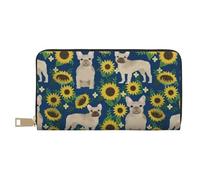 YUNWEIKEJI Girasoli del bulldog francese, Portafogli Portafogli di grande capacità Porta carte di credito Portafoglio in pelle in microfibra