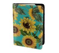 YUNWEIKEJI Girasoli D'epoca Su Verde Acqua, Porta passaporto da viaggio in pelle PU Custodia per passaporto Copertine per passaporto da 5,5 pollici