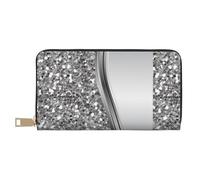 YUNWEIKEJI Glam argento finto glitter, Portafogli Portafogli di grande capacità Porta carte di credito Portafoglio in pelle in microfibra