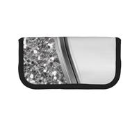 YUNWEIKEJI Glam Bling argento finto glitter, Astuccio per matite, Astuccio per matite in tela Astuccio per penne a matita di grande capacità