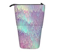 YUNWEIKEJI Glitch iridescenti, Astuccio telescopico, Portapenne con cerniera Astuccio per trucco Astuccio per matite Astuccio per penne