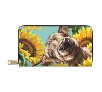 YUNWEIKEJI Highl E Mucca Con I Girasoli, Portafogli Portafogli di grande capacità Porta carte di credito Portafoglio in pelle in microfibra
